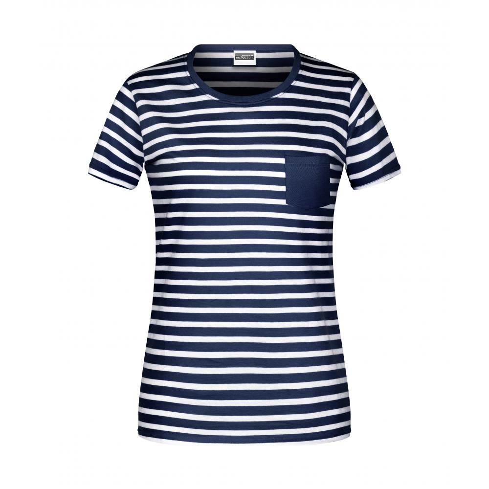 Ladies' T-Shirt Striped-T-Shirt in maritimem Look mit Brusttasche