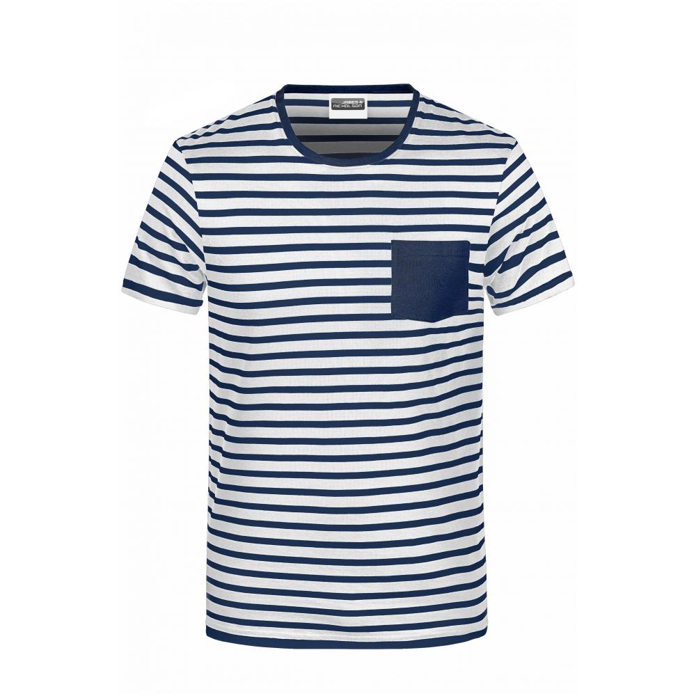 Men's T-Shirt Striped-T-Shirt in maritimem Look mit Brusttasche