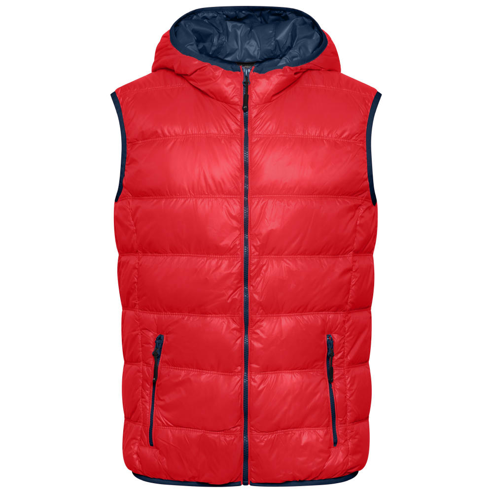 Men's Down Vest - Ultraleichte sportliche Daunenweste mit Kapuze