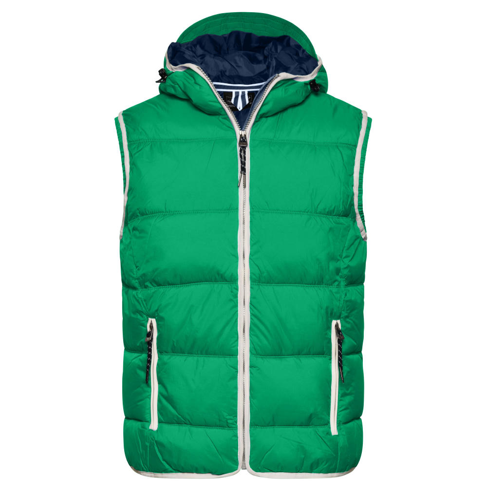 Men's Maritime Vest - Modische Steppweste mit angeschnittener Kapuze