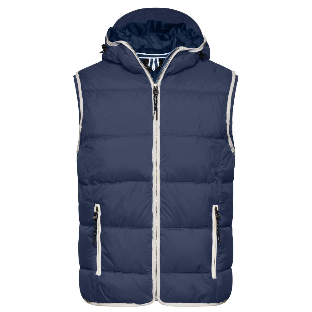 Men's Maritime Vest - Modische Steppweste mit angeschnittener Kapuze