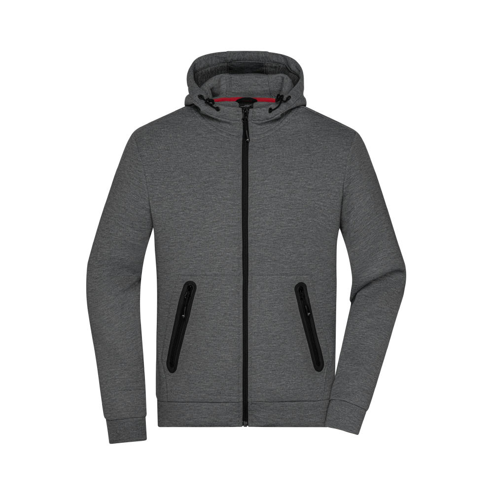 Men's Hooded Jacket-Kapuzenjacke mit modischen Details in Melange-Optik
