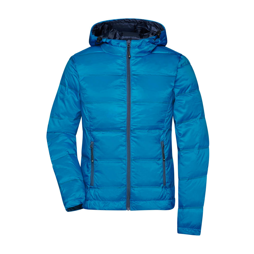 Ladies' Hooded Down Jacket-Daunenjacke mit Kapuze in neuem Design, Steppung der Jacke ist geklebt und nicht genäht