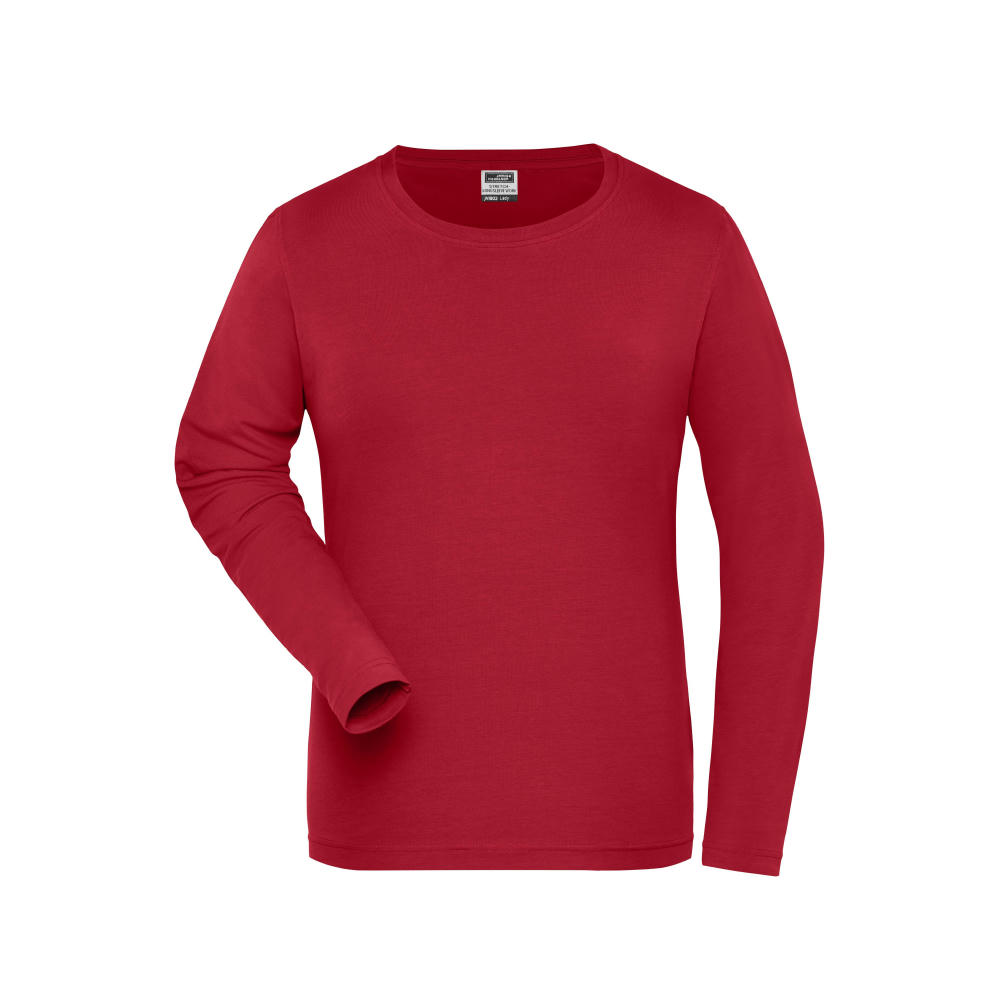 Ladies' BIO Stretch-Longsleeve Work - SOLID - - Langarm Shirt aus weichem Elastic-Single-Jersey