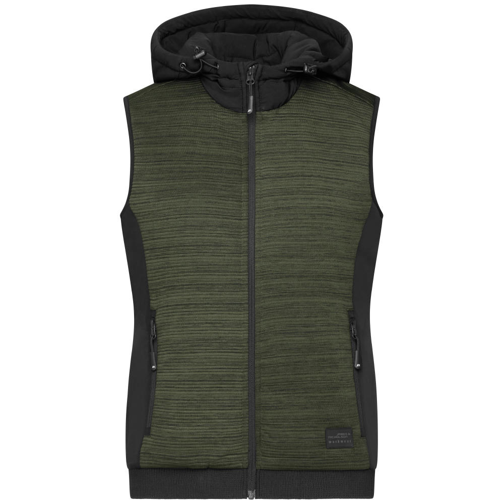 Ladies' Padded Hybrid Vest-Wattierte Strickfleece Weste im attraktiven Materialmix