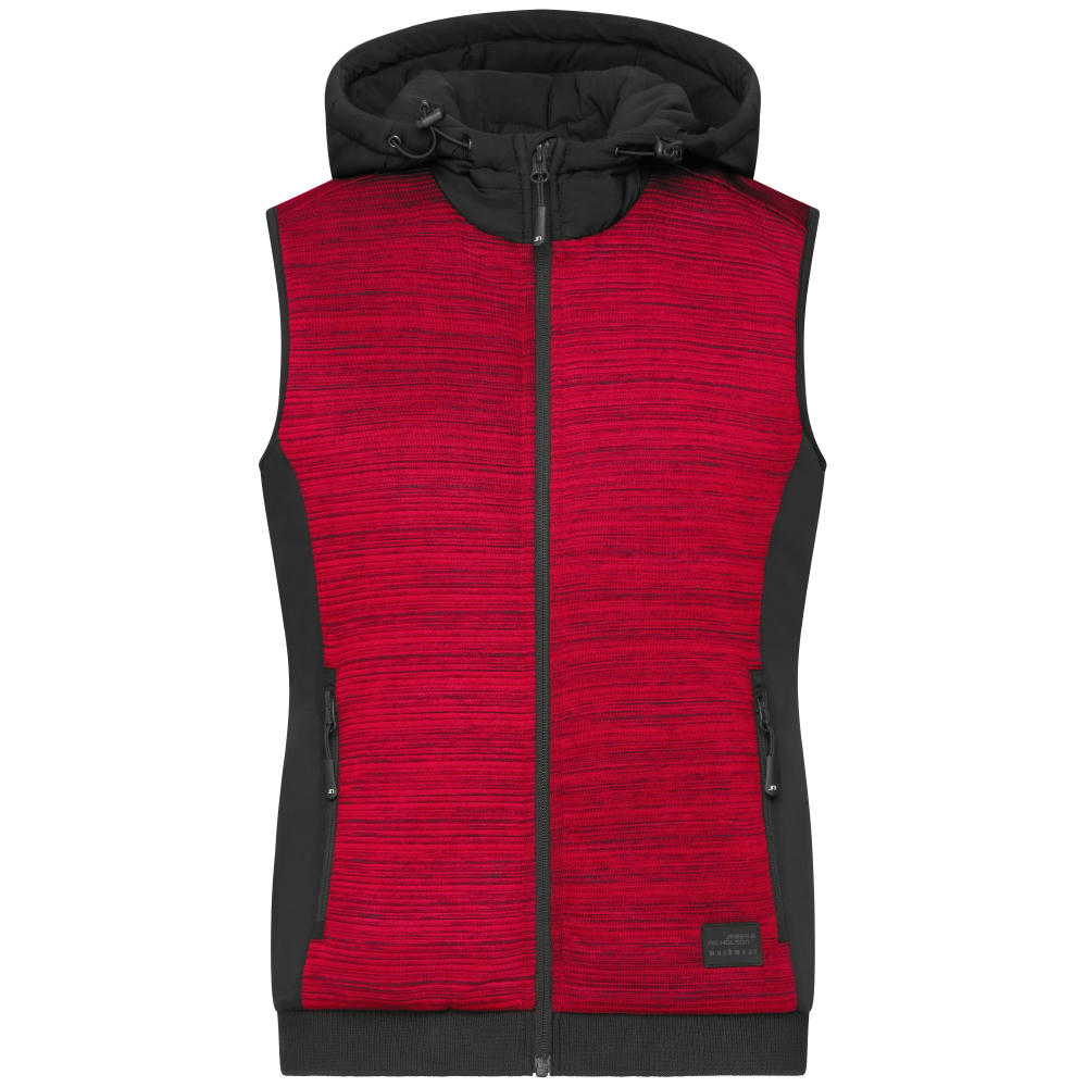 Ladies' Padded Hybrid Vest-Wattierte Strickfleece Weste im attraktiven Materialmix