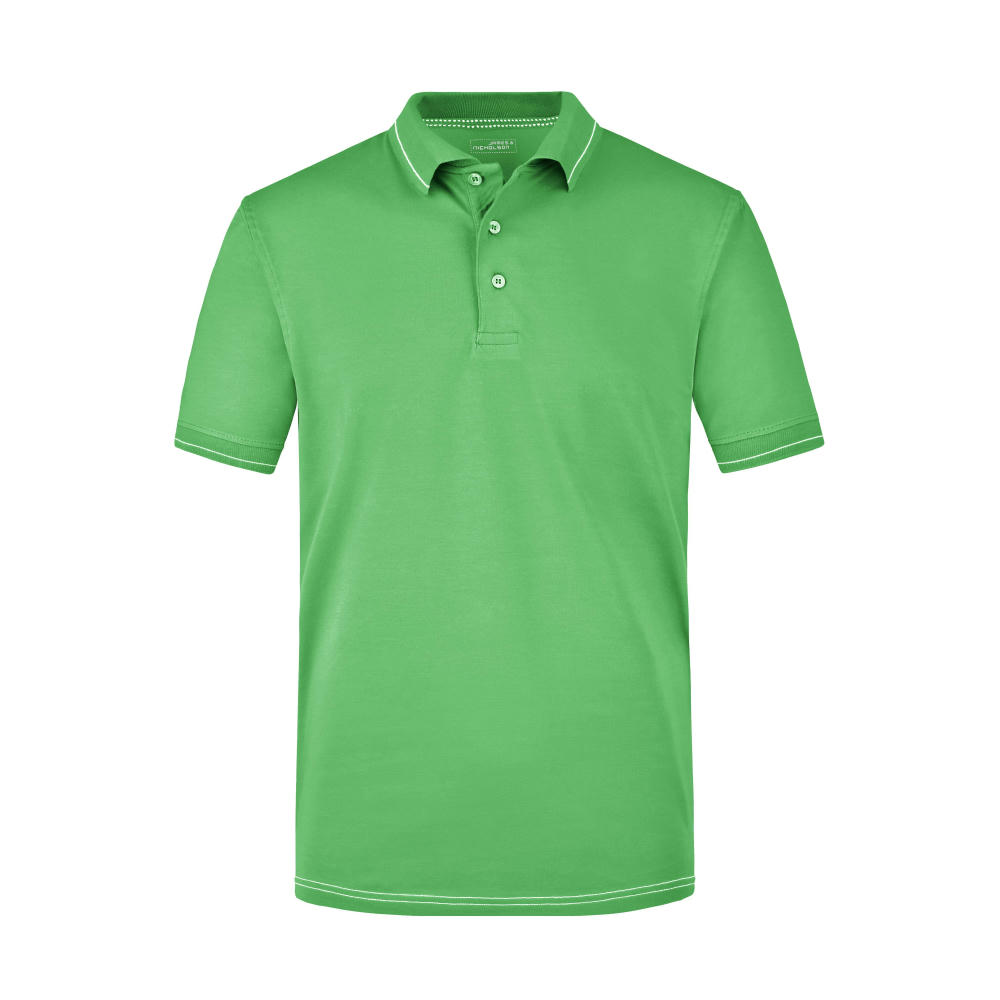Men's Elastic Polo - Hochwertiges Poloshirt mit Kontraststreifen