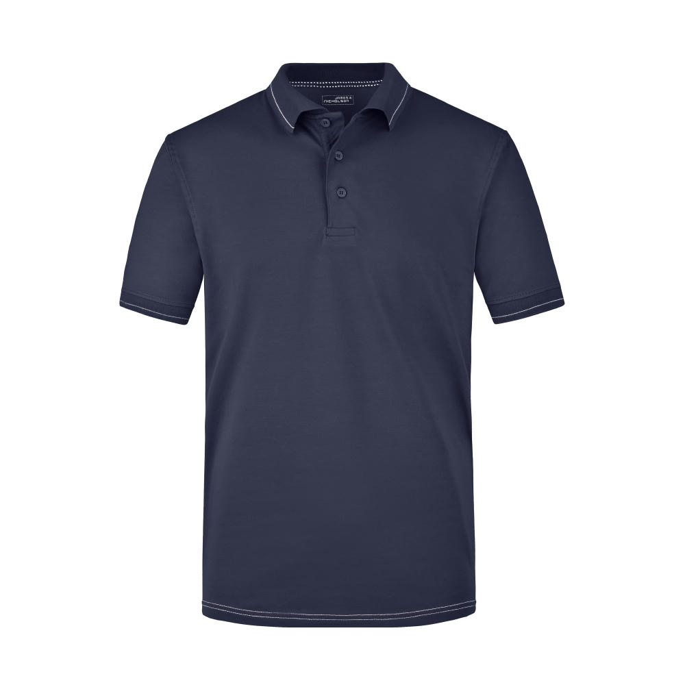 Men's Elastic Polo - Hochwertiges Poloshirt mit Kontraststreifen
