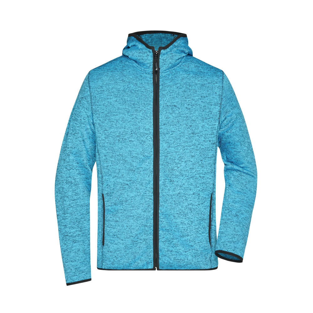 Men's Knitted Fleece Hoody - Kapuzenjacke aus Strickfleece in Melange-Optik