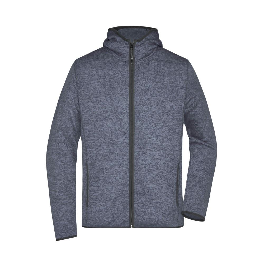 Men's Knitted Fleece Hoody - Kapuzenjacke aus Strickfleece in Melange-Optik