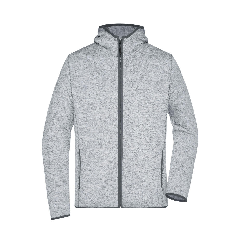 Men's Knitted Fleece Hoody - Kapuzenjacke aus Strickfleece in Melange-Optik