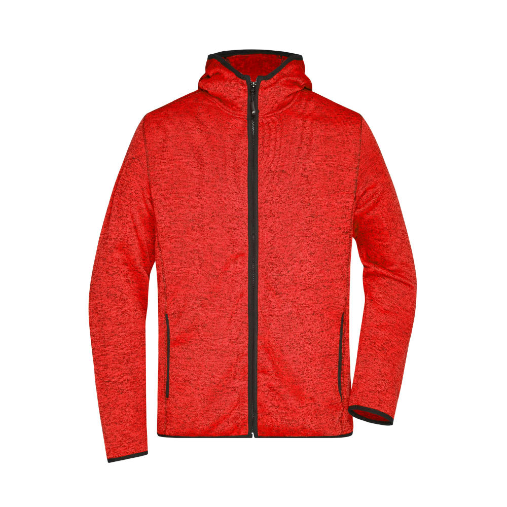 Men's Knitted Fleece Hoody-Kapuzenjacke aus Strickfleece in Melange-Optik