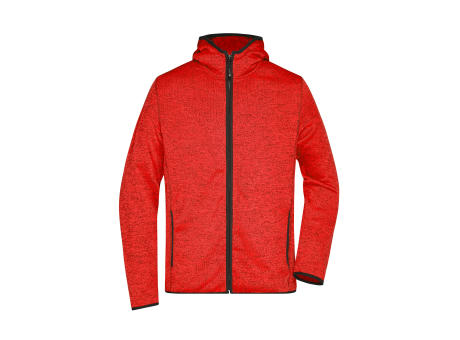 Men's Knitted Fleece Hoody-Kapuzenjacke aus Strickfleece in Melange-Optik