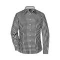Ladies' Checked Blouse - Modisches Karoshirt mit Uni-Einsätzen an Kragen und Manschette