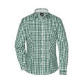 Ladies' Checked Blouse - Modisches Karoshirt mit Uni-Einsätzen an Kragen und Manschette