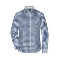 Ladies' Checked Blouse - Modisches Karoshirt mit Uni-Einsätzen an Kragen und Manschette