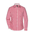 Ladies' Checked Blouse - Modisches Karoshirt mit Uni-Einsätzen an Kragen und Manschette