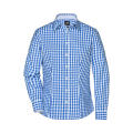 Ladies' Checked Blouse - Modisches Karoshirt mit Uni-Einsätzen an Kragen und Manschette
