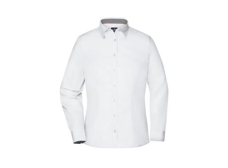 Ladies' Plain Shirt - Modisches Shirt mit Karo-Einsätzen an Kragen und Manschette