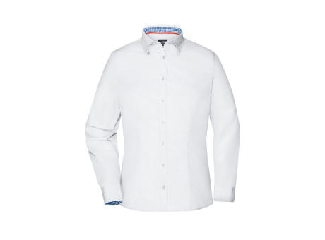 Ladies' Plain Shirt - Modisches Shirt mit Karo-Einsätzen an Kragen und Manschette