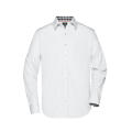 Men's Plain Shirt-Modisches Shirt mit Karo-Einsätzen an Kragen und Manschette