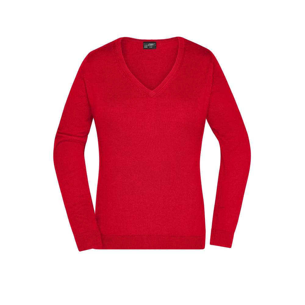 Ladies' V-Neck Pullover-Klassischer Baumwoll-Pullover