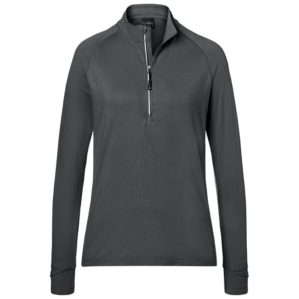 Ladies' Sports  Shirt Half-Zip-Langarm-Shirt mit Reißverschluss für Sport und Freizeit