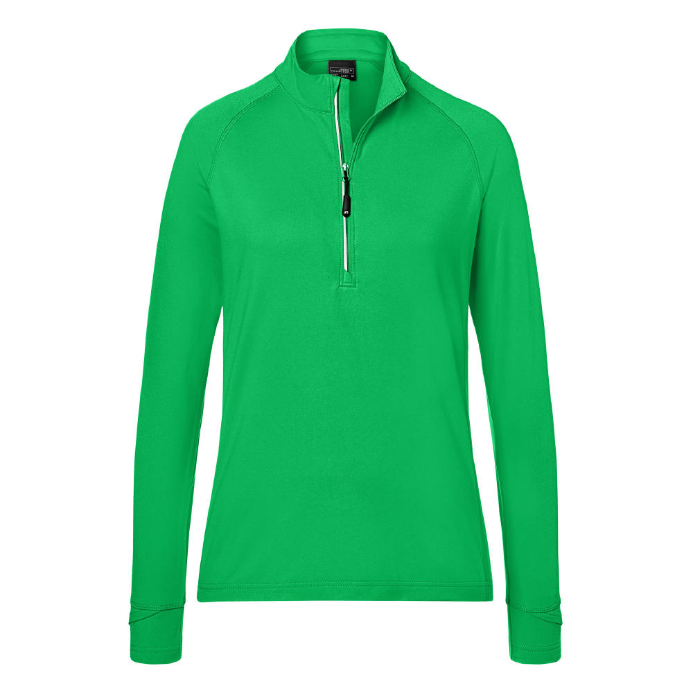 Ladies' Sports  Shirt Half-Zip-Langarm-Shirt mit Reißverschluss für Sport und Freizeit