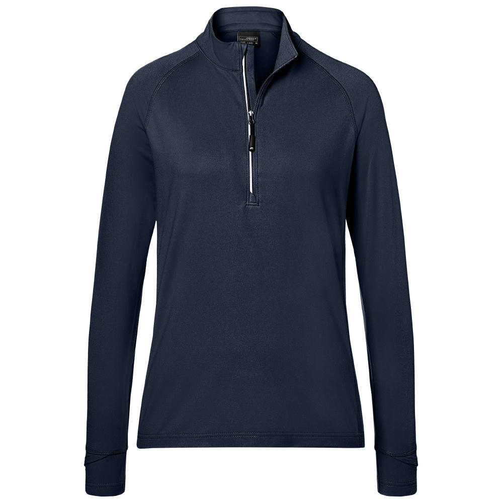 Ladies' Sports  Shirt Half-Zip-Langarm-Shirt mit Reißverschluss für Sport und Freizeit