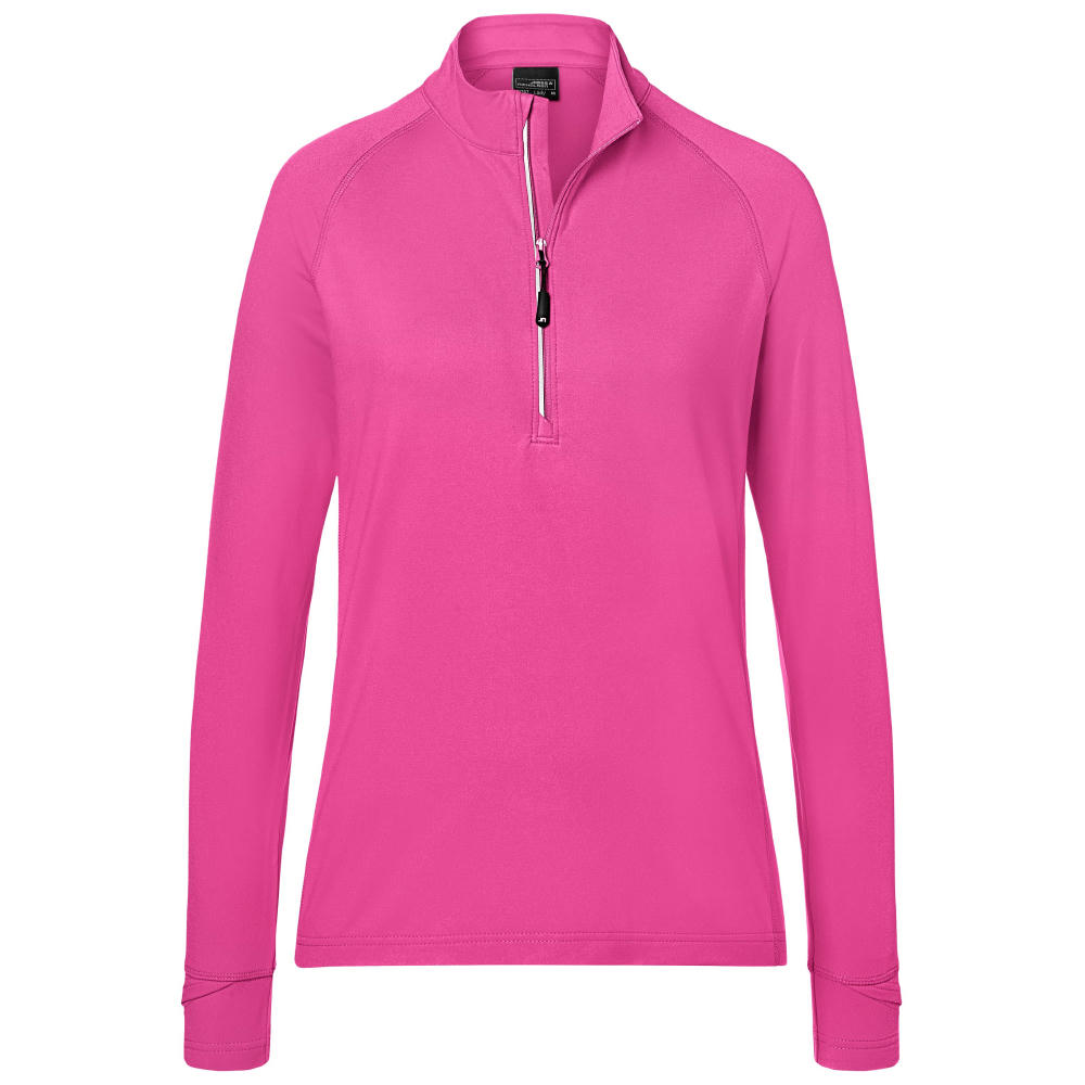 Ladies' Sports  Shirt Half-Zip-Langarm-Shirt mit Reißverschluss für Sport und Freizeit