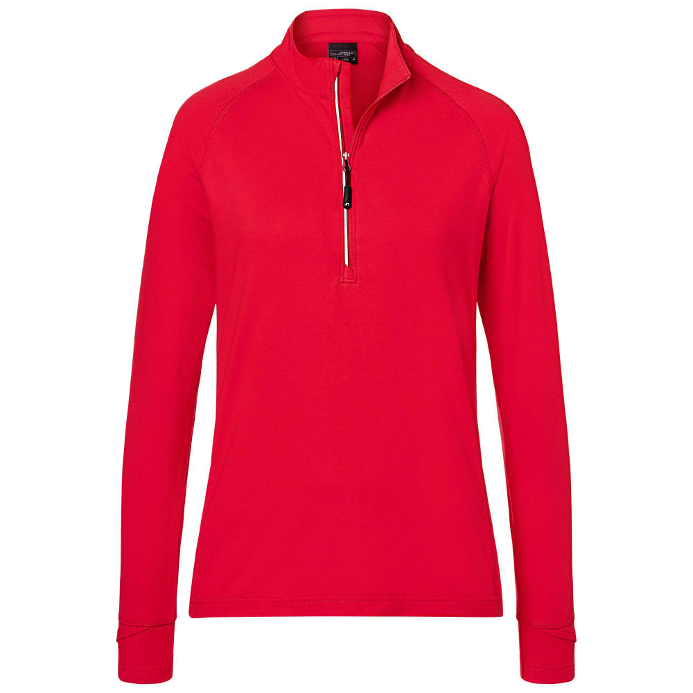 Ladies' Sports  Shirt Half-Zip-Langarm-Shirt mit Reißverschluss für Sport und Freizeit