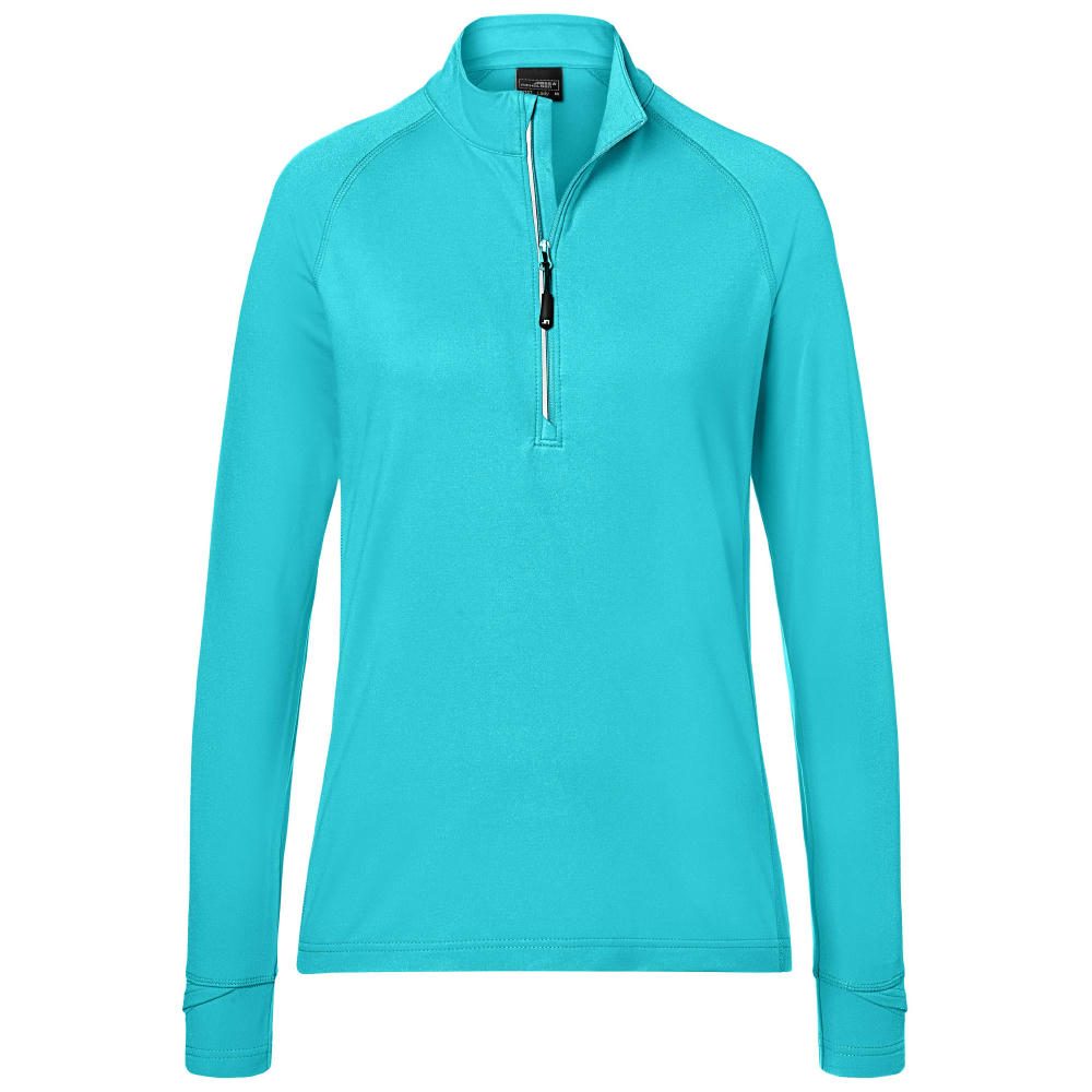 Ladies' Sports  Shirt Half-Zip-Langarm-Shirt mit Reißverschluss für Sport und Freizeit