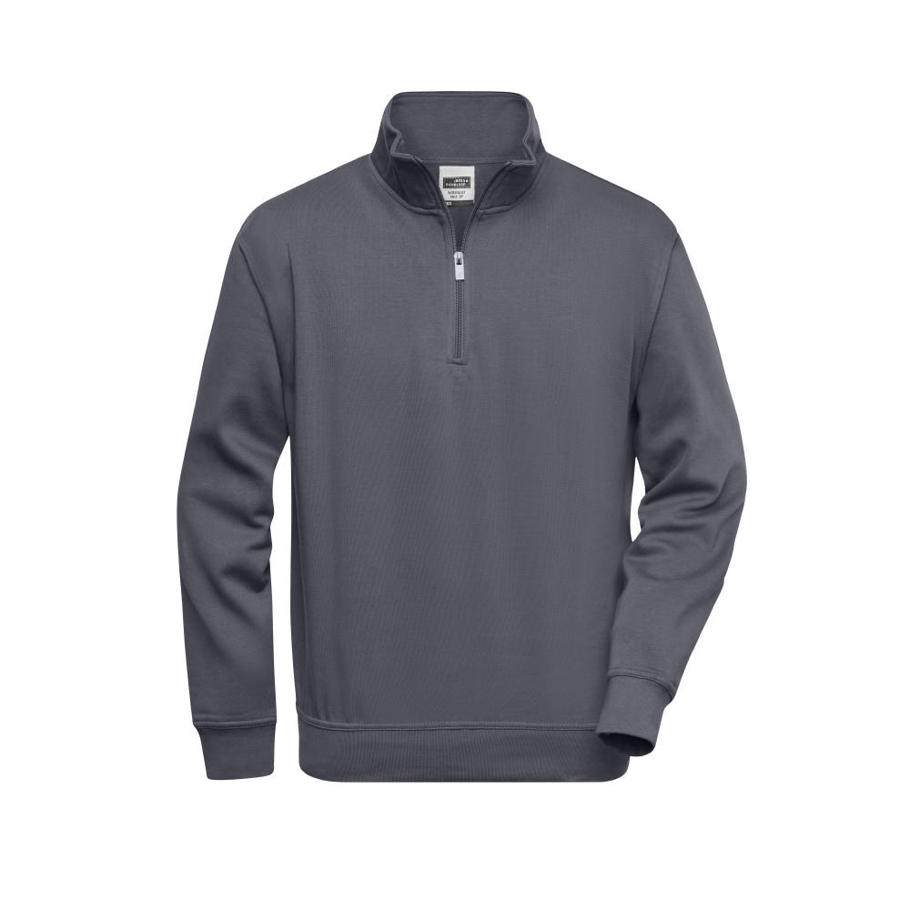 Workwear Half Zip Sweat-Sweatshirt mit Stehkragen und Reißverschluss