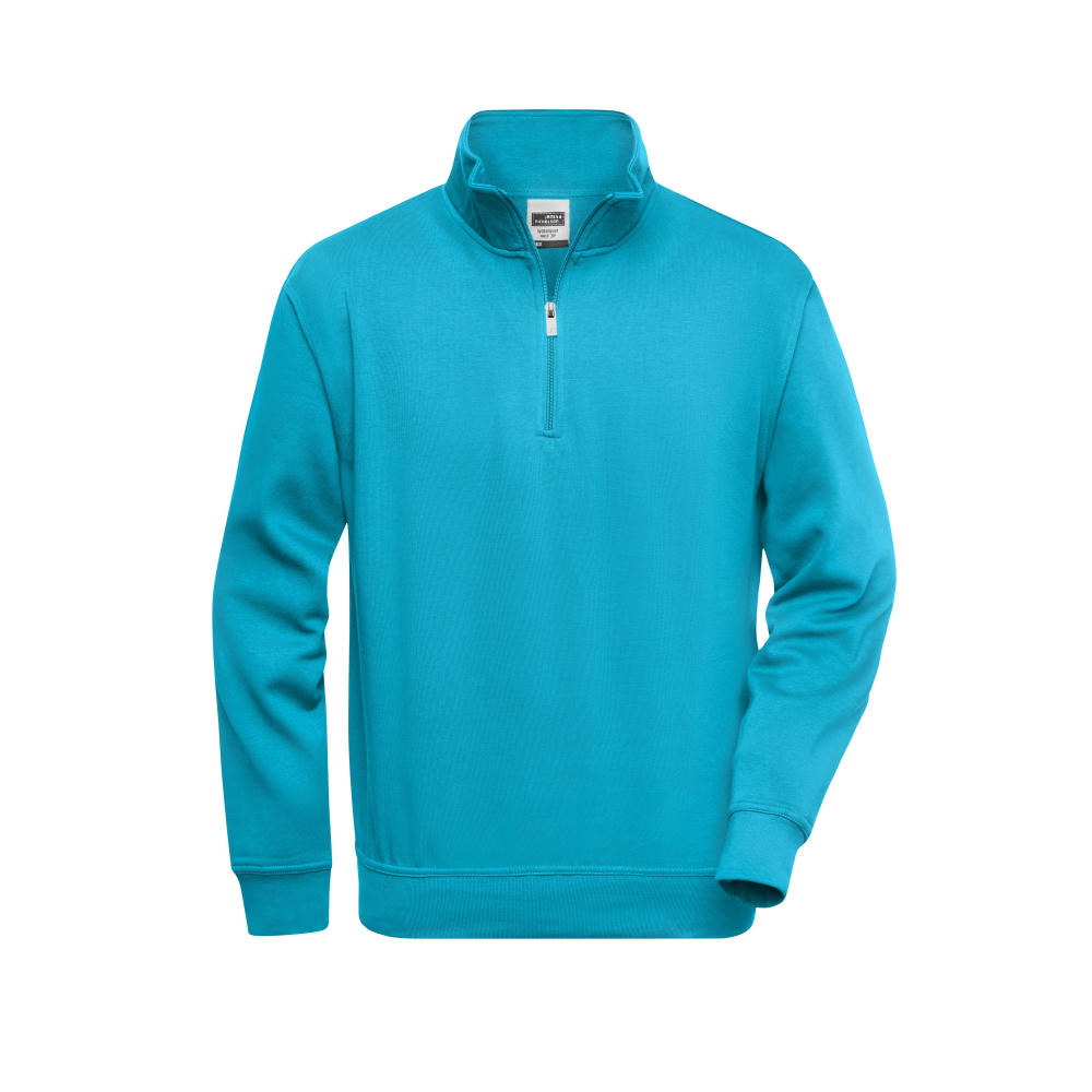 Workwear Half Zip Sweat-Sweatshirt mit Stehkragen und Reißverschluss