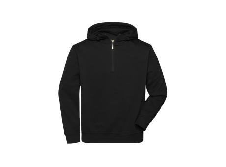 BIO Workwear-Half Zip Hoody-Sweatshirt mit Kapuze und Reißverschluss