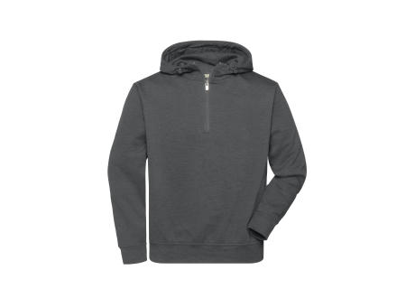 BIO Workwear-Half Zip Hoody-Sweatshirt mit Kapuze und Reißverschluss