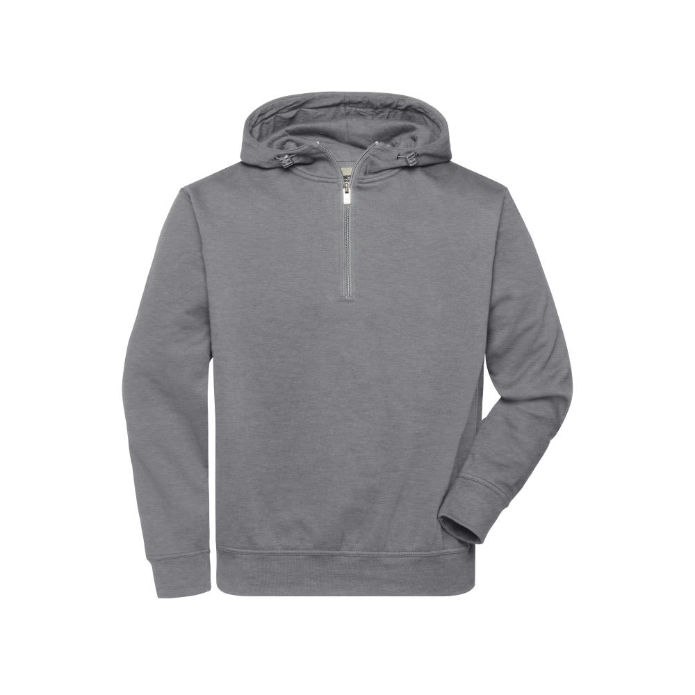 BIO Workwear-Half Zip Hoody-Sweatshirt mit Kapuze und Reißverschluss