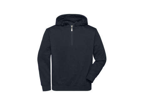 BIO Workwear-Half Zip Hoody-Sweatshirt mit Kapuze und Reißverschluss