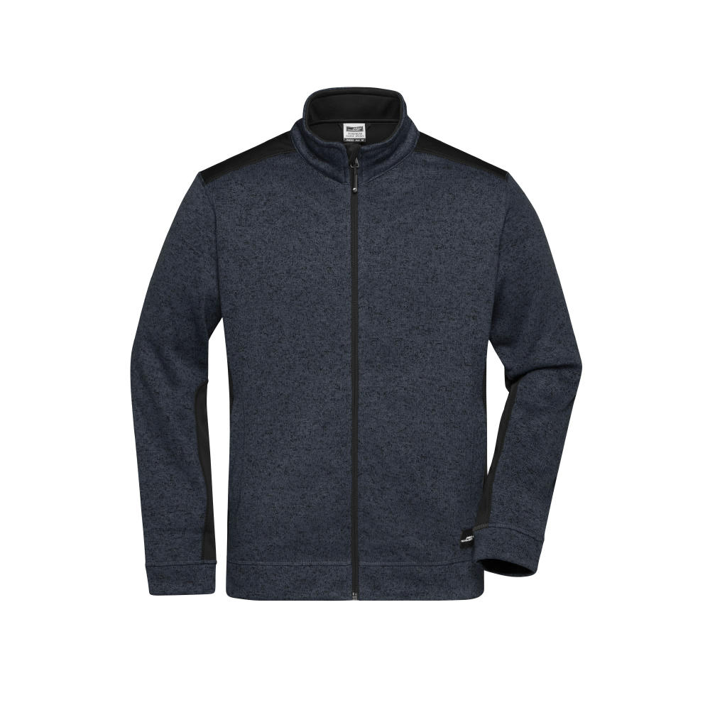Men's Knitted Workwear Fleece Jacket - STRONG --Pflegeleichte Strickfleece Jacke im Materialmix