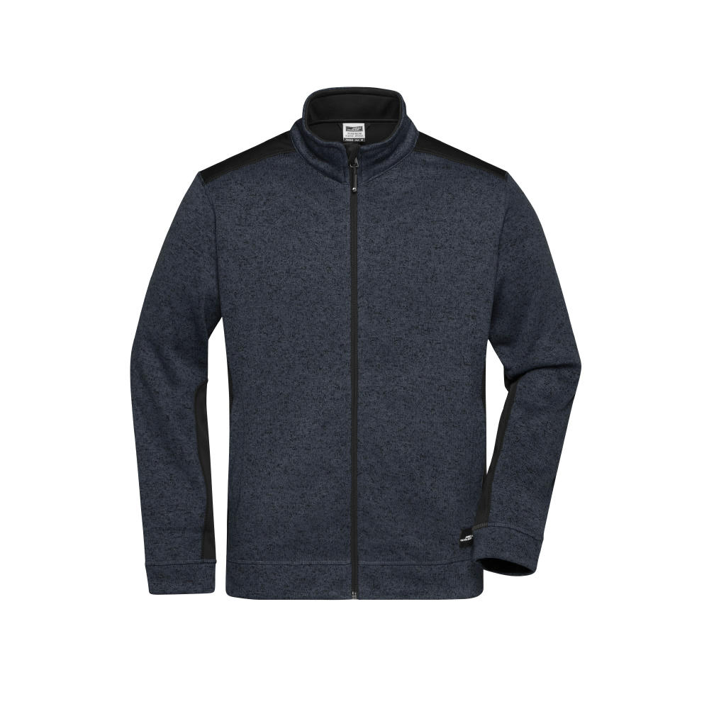 Men's Knitted Workwear Fleece Jacket - STRONG - - Pflegeleichte Strickfleece Jacke im Materialmix