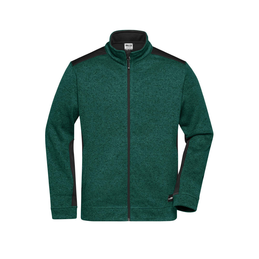Men's Knitted Workwear Fleece Jacket - STRONG - - Pflegeleichte Strickfleece Jacke im Materialmix