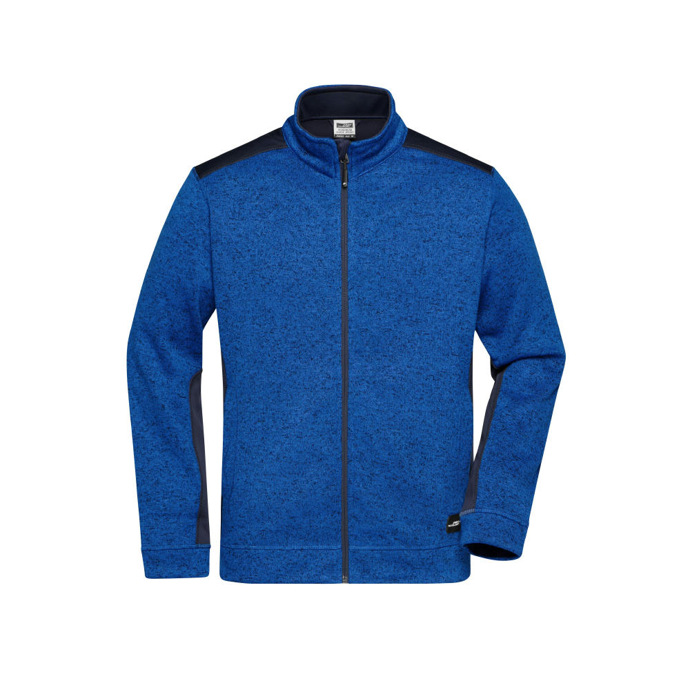 Men's Knitted Workwear Fleece Jacket - STRONG --Pflegeleichte Strickfleece Jacke im Materialmix