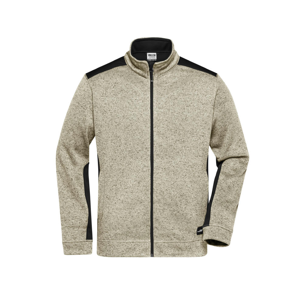 Men's Knitted Workwear Fleece Jacket - STRONG - - Pflegeleichte Strickfleece Jacke im Materialmix