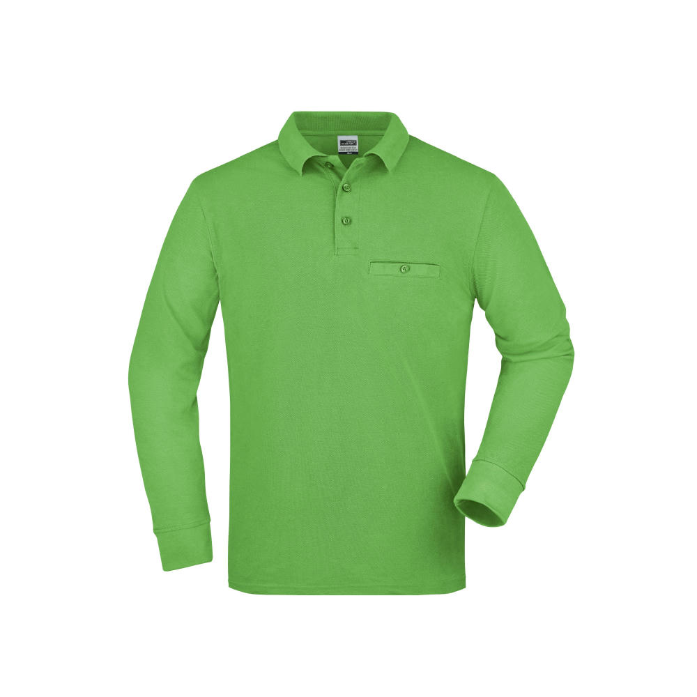 Men's Workwear Polo Pocket Longsleeve-Pflegeleichtes und strapazierfähiges Langarm Polo mit Brusttasche