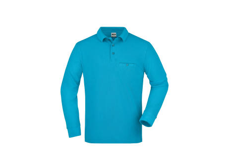 Men's Workwear Polo Pocket Longsleeve-Pflegeleichtes und strapazierfähiges Langarm Polo mit Brusttasche