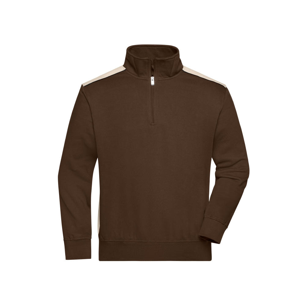 Workwear Half-Zip Sweat - COLOR --Sweatshirt mit Stehkragen, Reißverschluss und Kontrasteinsätzen