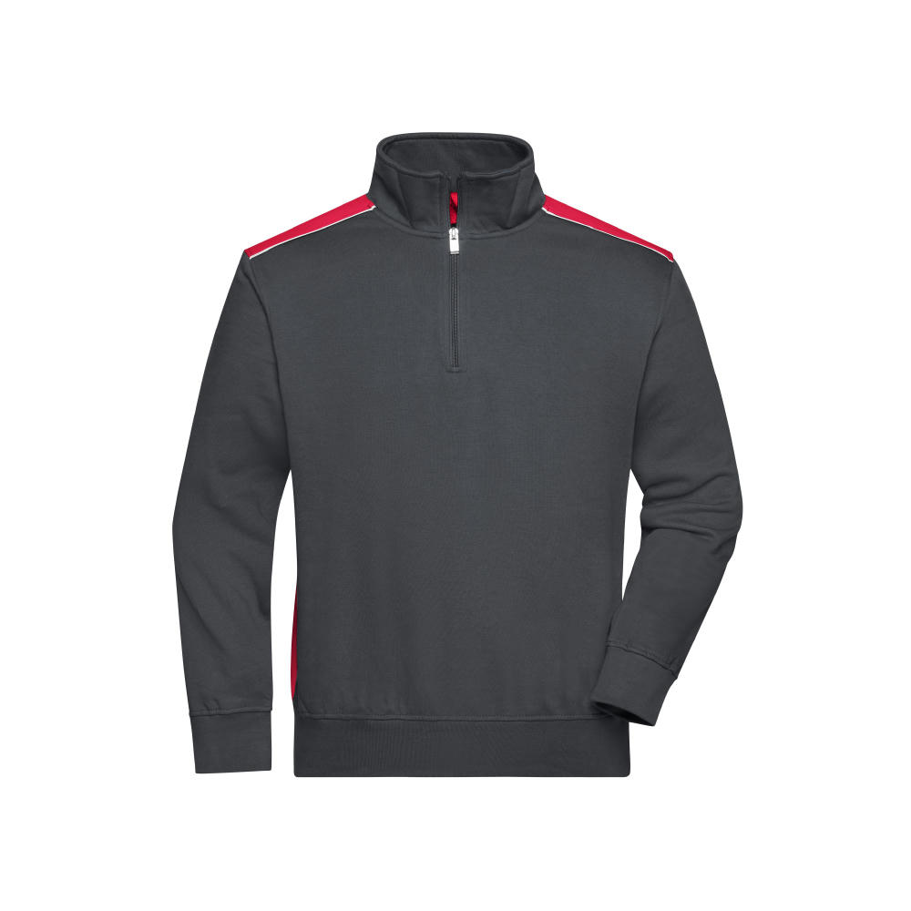 Workwear Half-Zip Sweat - COLOR --Sweatshirt mit Stehkragen, Reißverschluss und Kontrasteinsätzen