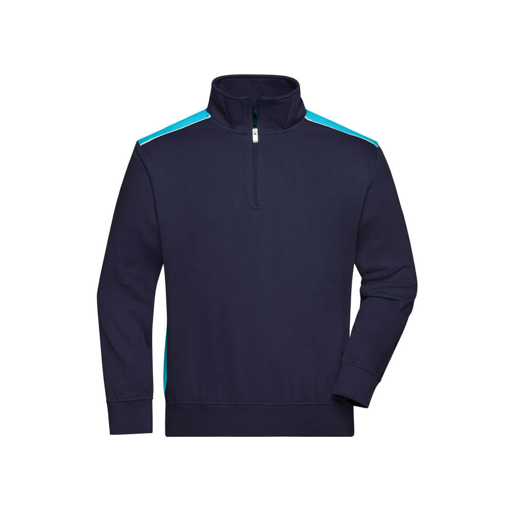 Workwear Half-Zip Sweat - COLOR --Sweatshirt mit Stehkragen, Reißverschluss und Kontrasteinsätzen