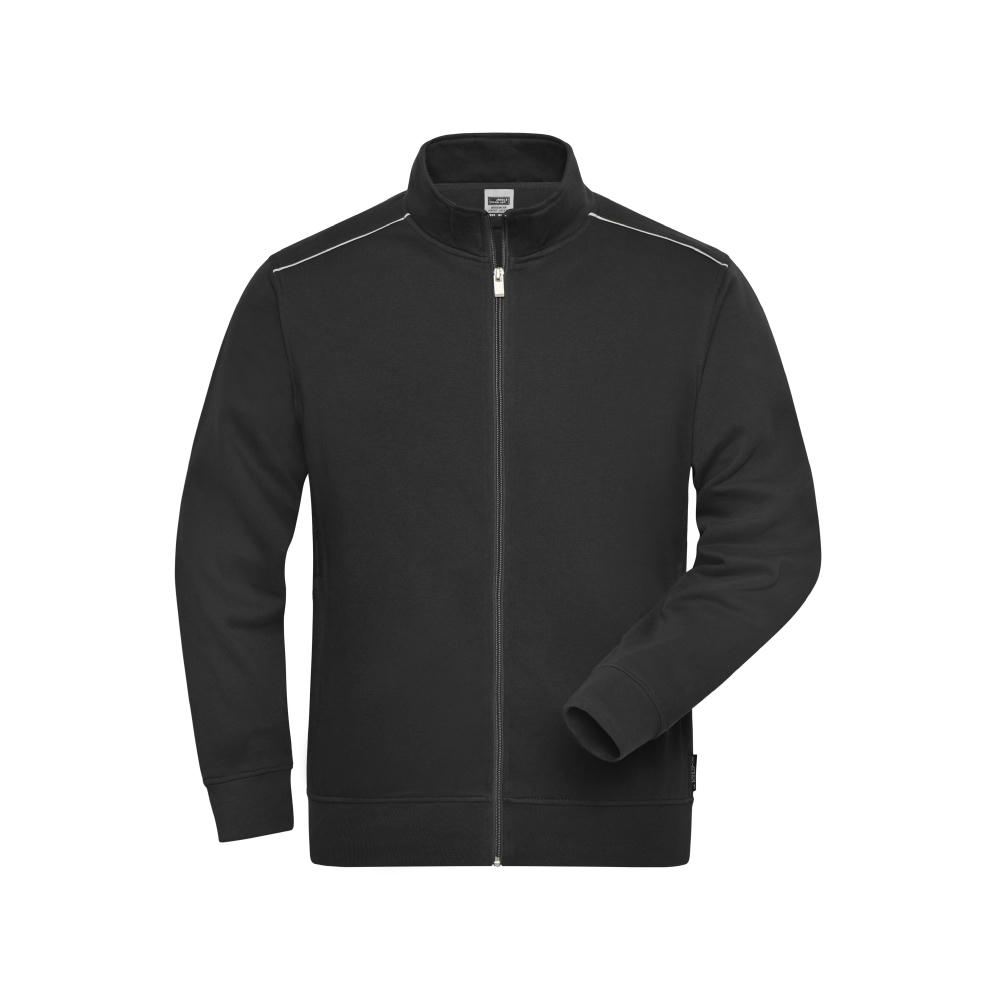 Men's Workwear Sweat-Jacket - SOLID - - Sweatjacke mit Stehkragen und Kontrastpaspel