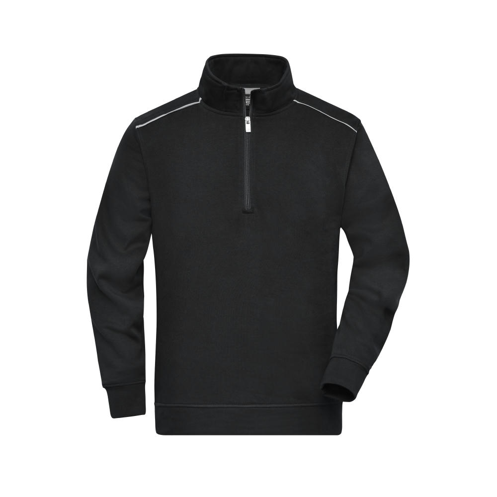 Workwear Half-Zip Sweat - SOLID --Sweatshirt mit Stehkragen, Reißverschluss und Kontrastpaspel
